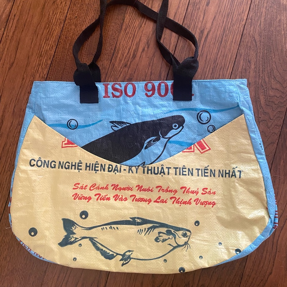 Blue and Yellow Fish Design Tote Bag. Designed to Carry A Cause.